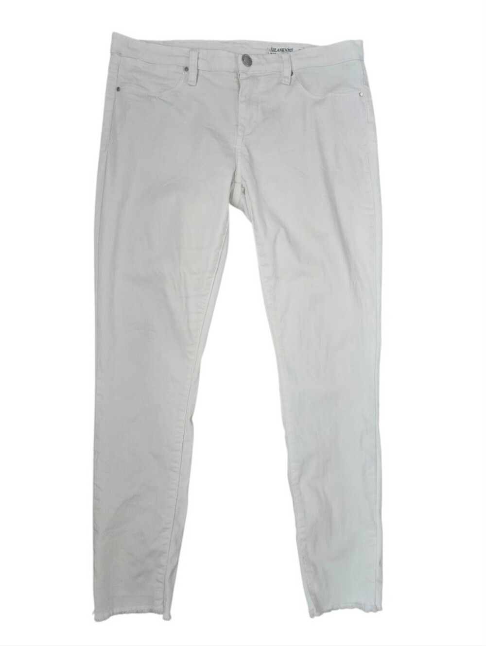 BLANKNYC Intro White Skinny Jeans Frayed Raw Hem | SZ 28